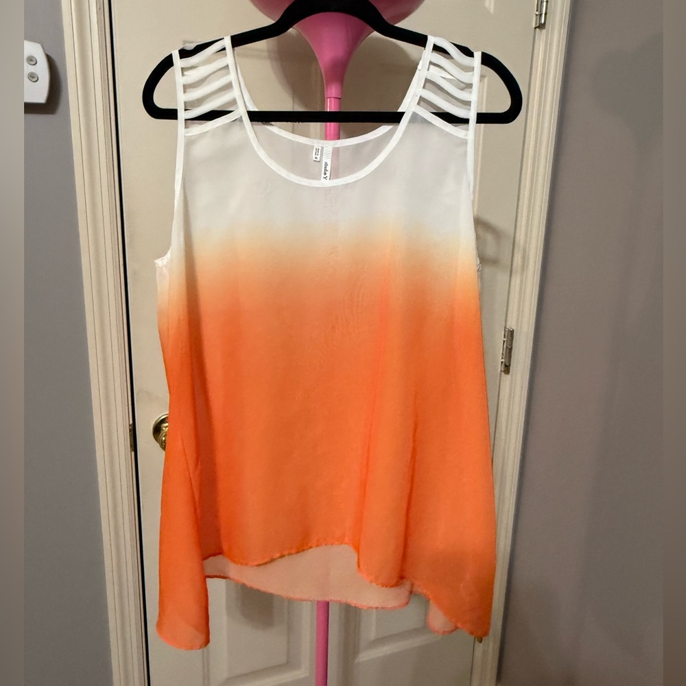 Studio Y White and Orange Gradient Tank Top